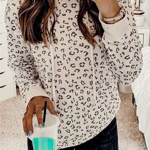 Leopard Print Women's Hoodie Top